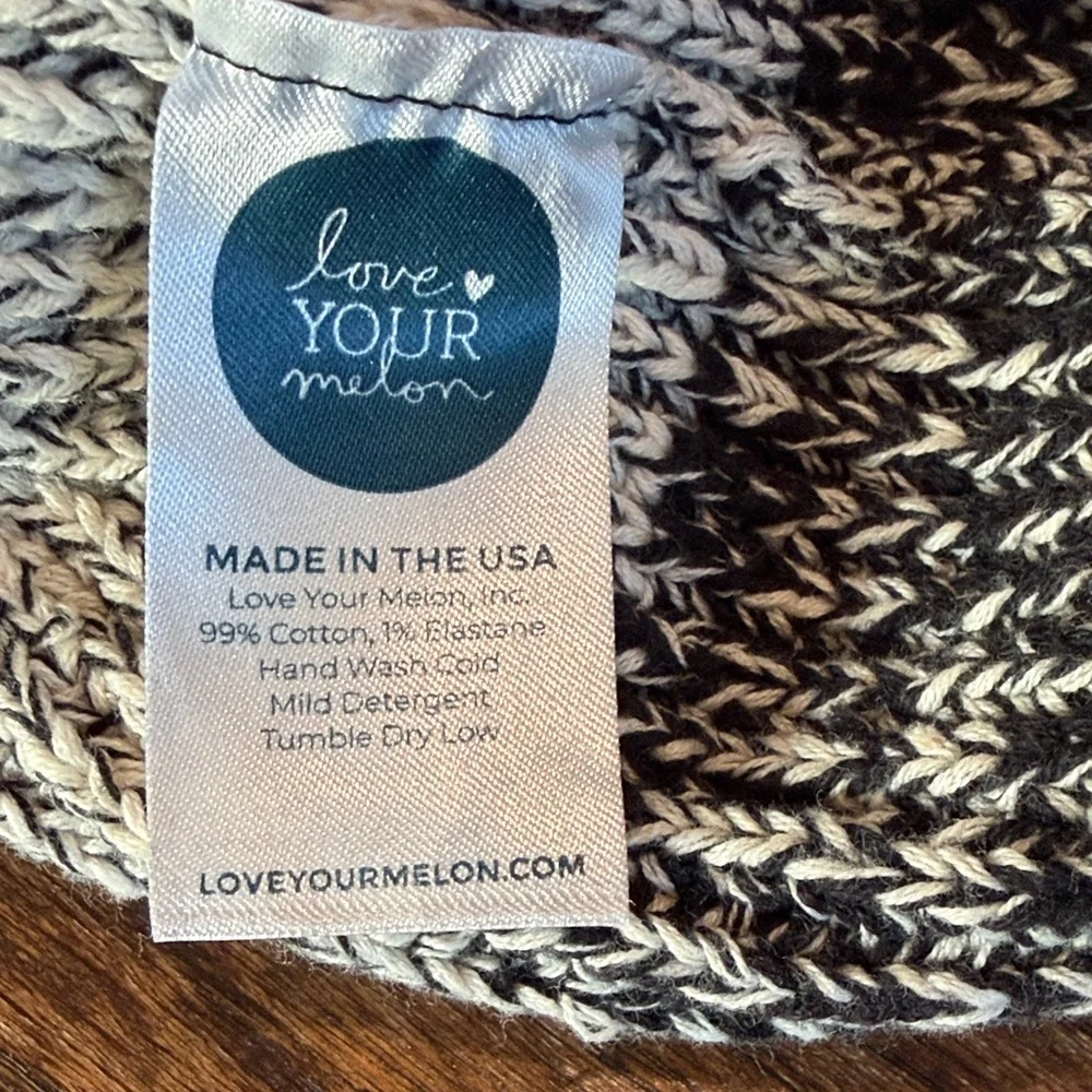 Love Your Melon Knit Beanie in Black and White